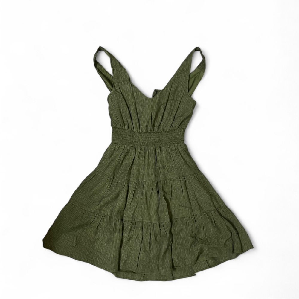 Elegant Olive Green Sleeveless Dress